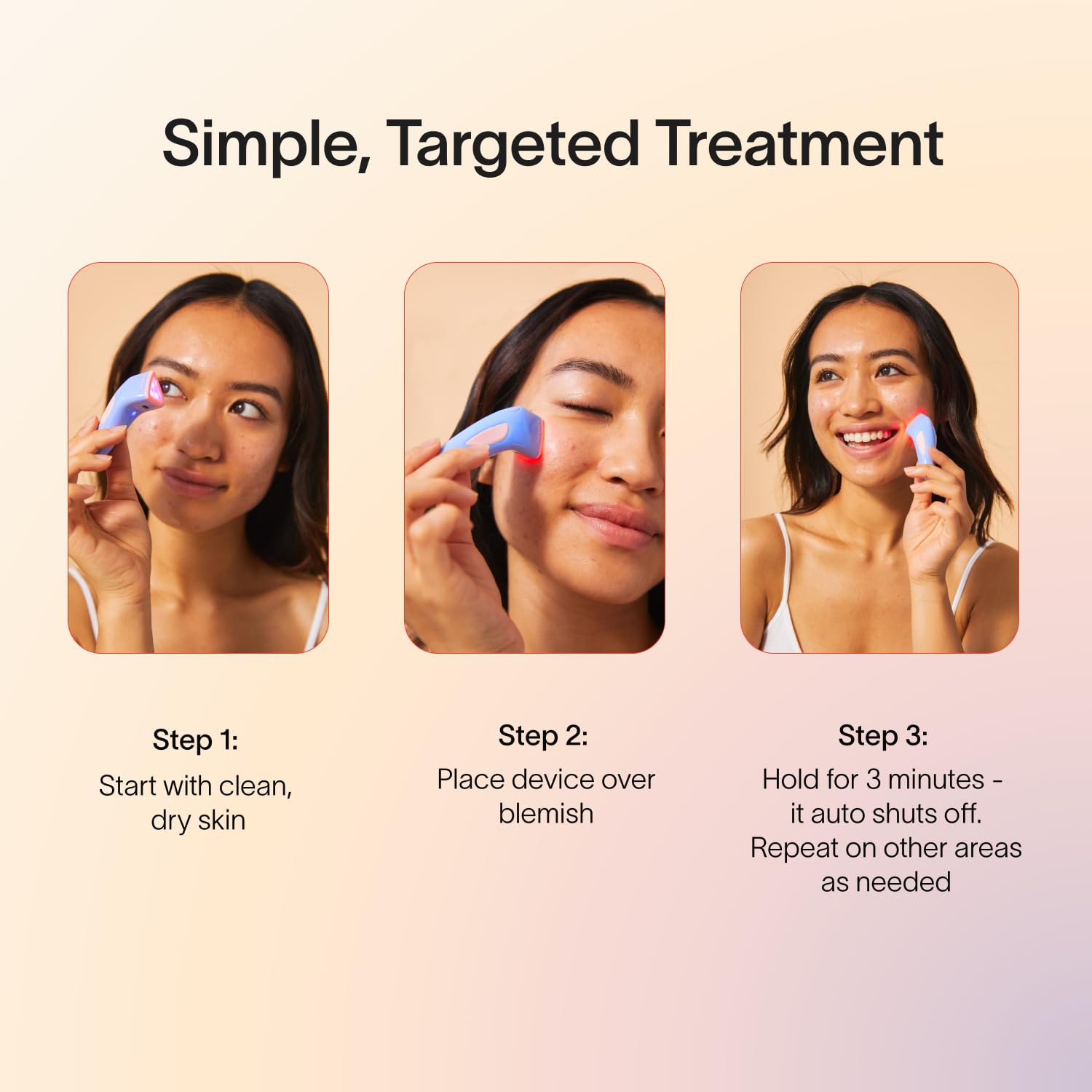Solawave Bye Acne skin-tone glow after blue-red light therapy