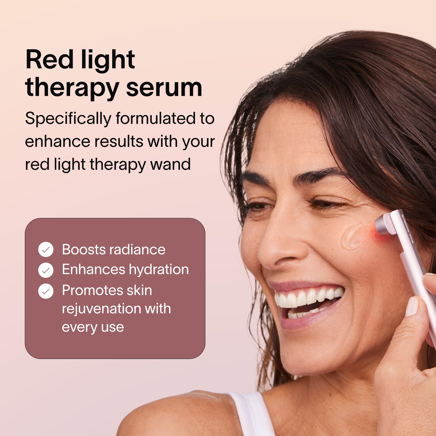 Solawave LightBoost serum with hyaluronic acid for deep hydration.