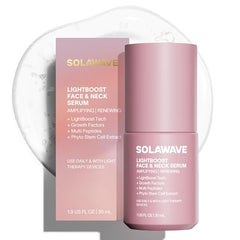 Solawave LightBoost serum bottle front for radiant hydration