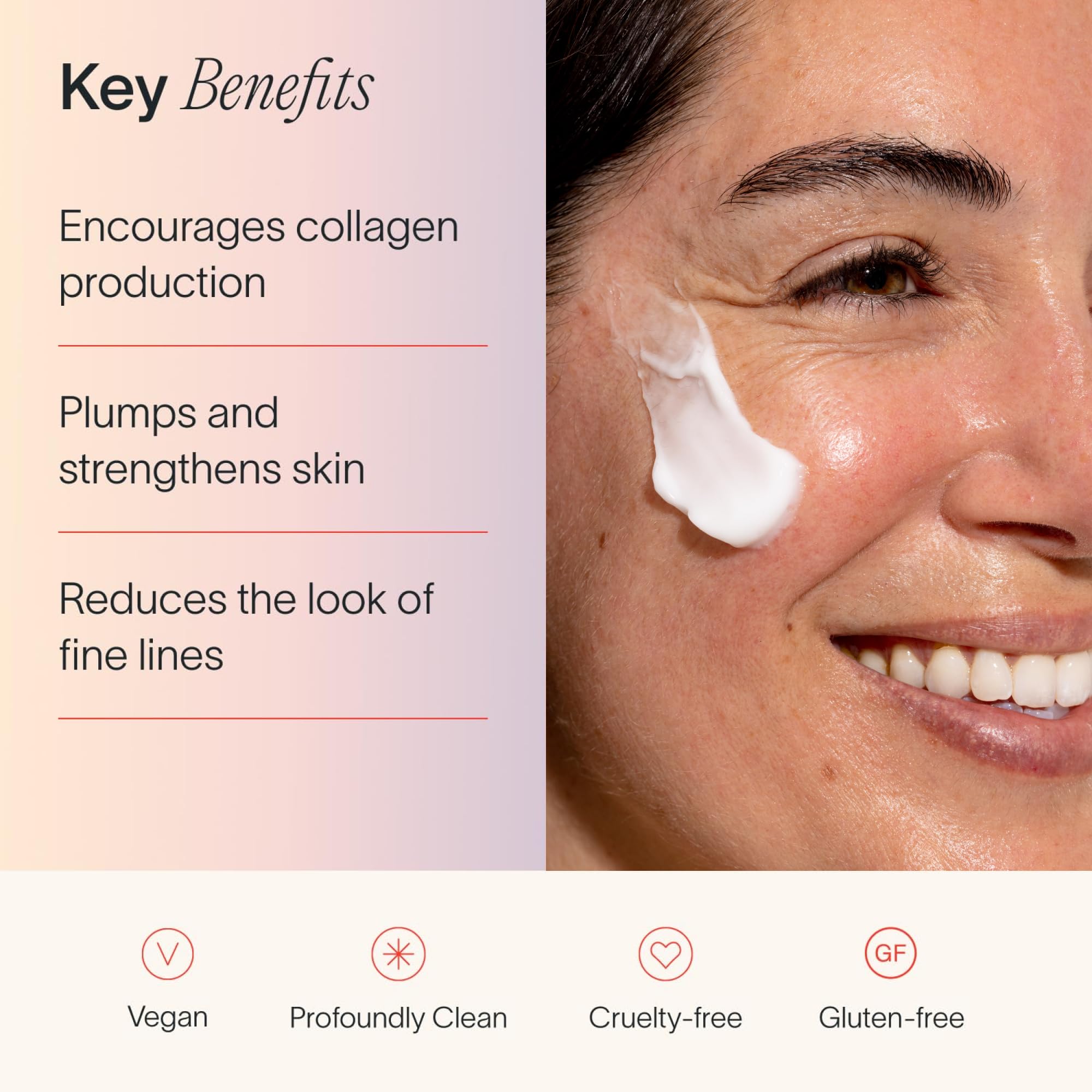 Solawave Palmitoyl Pentapeptide-4 suggests improved elasticity and resilience.