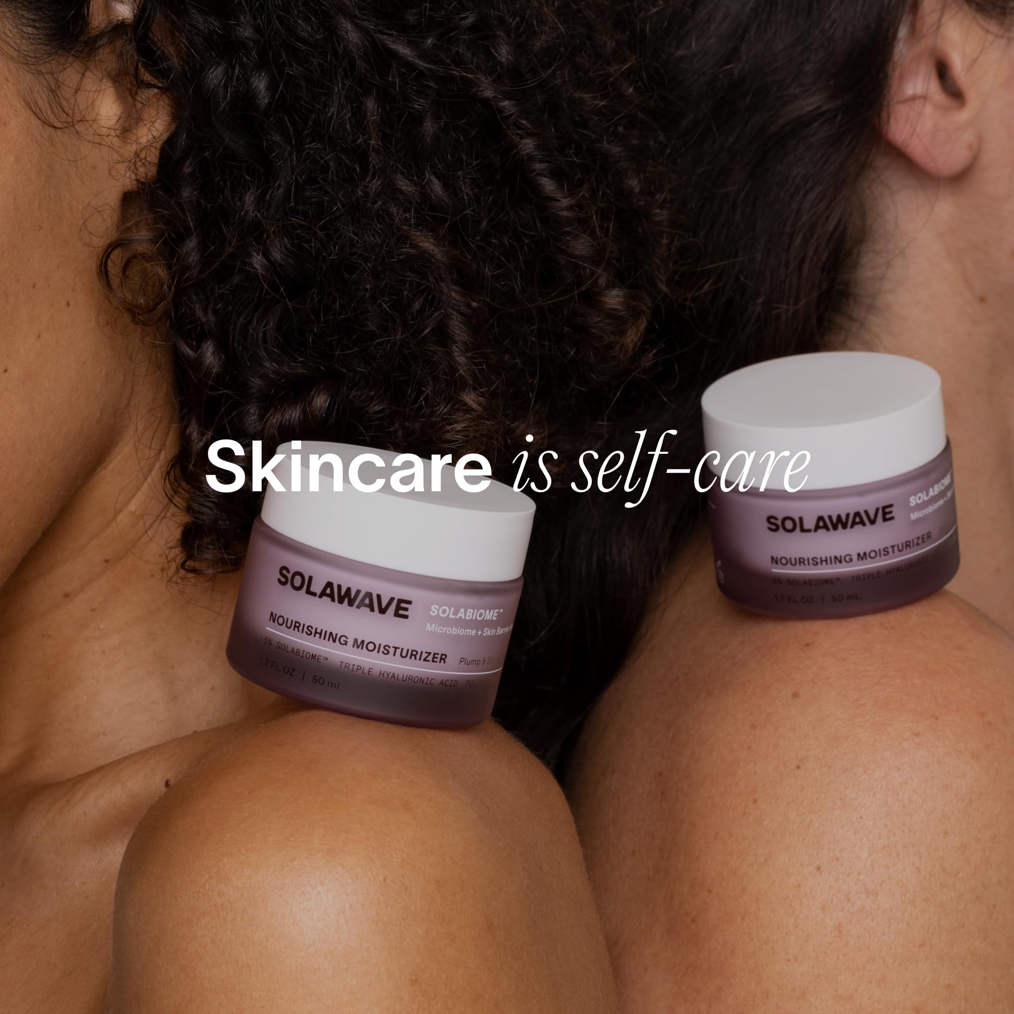 Solawave probiotic cloud-cream bottle for daily use and barrier-support benefits.