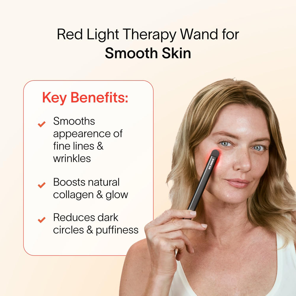 Solawave Renew Complex Activation Serum bottle highlighting premium anti-aging formula on a vanity.