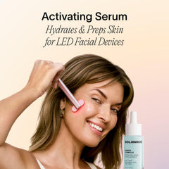 Solawave Renew Complex Serum top view showcases clean packaging and fragrance-free hydration