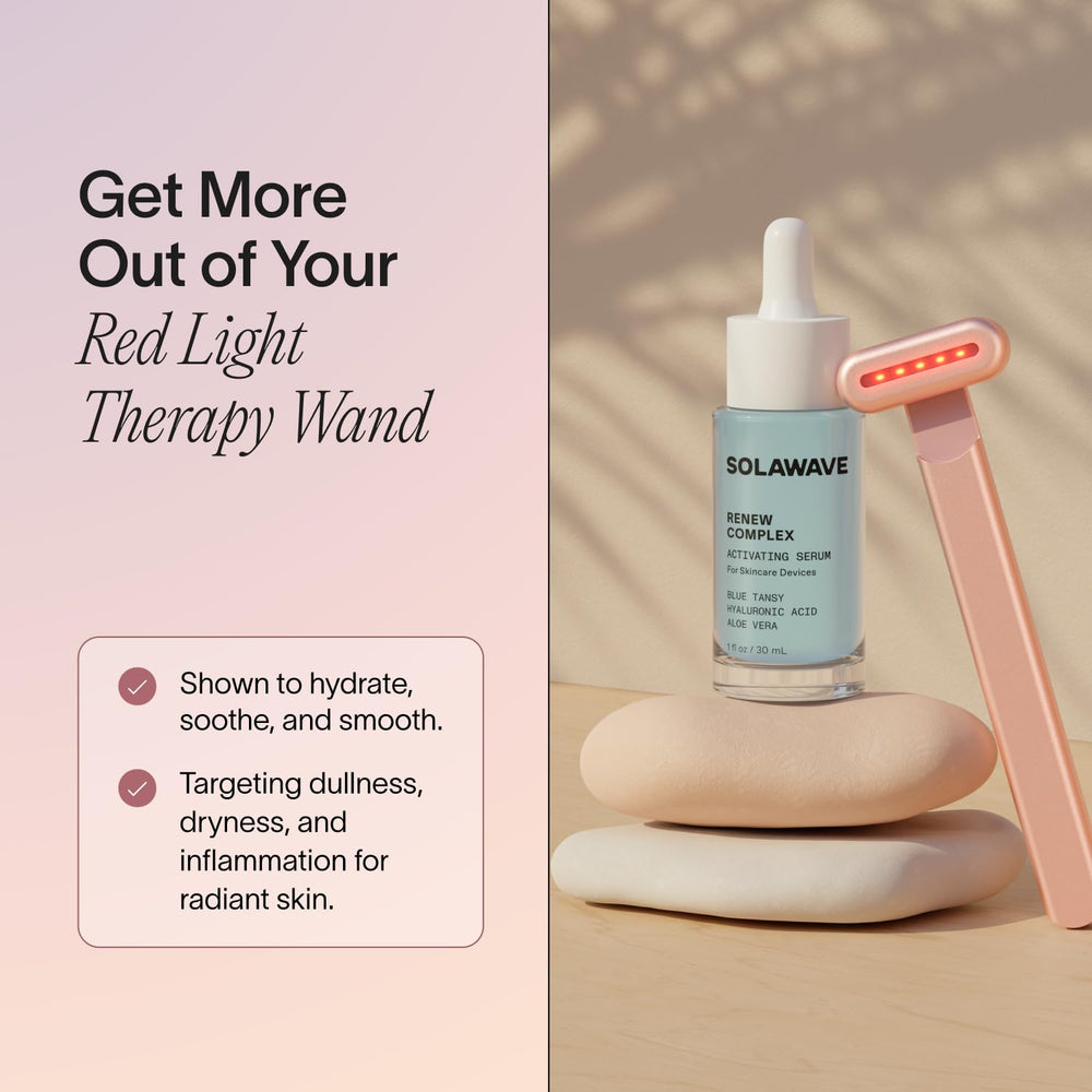 Solawave Renew Serum application glide demonstrates smooth application for wand-ready skin