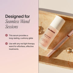 Solawave smooth glide serum texture provides cushiony, non-greasy wand application.