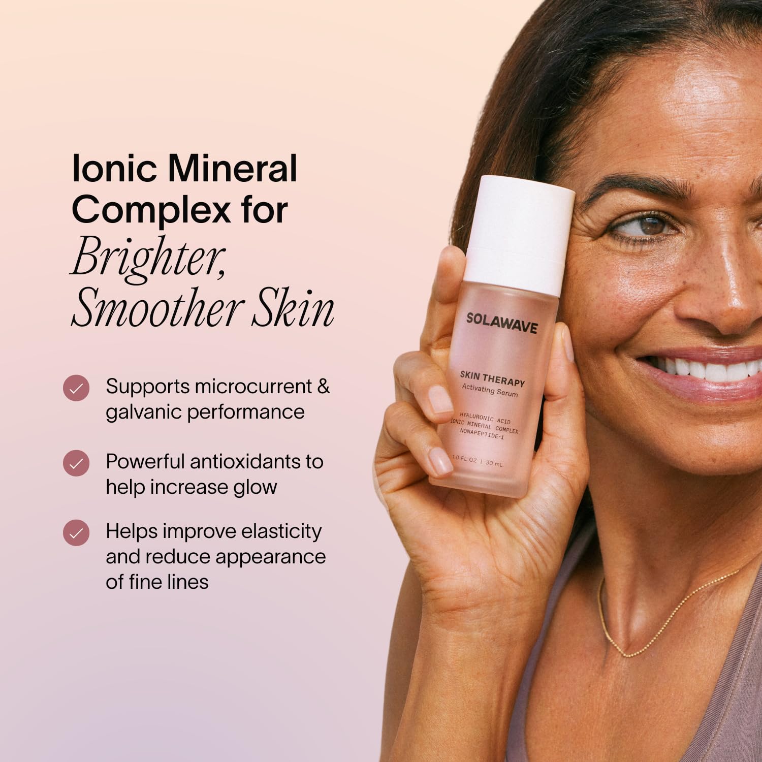 Solawave under makeup friendly serum works well with makeup layers after wand use.
