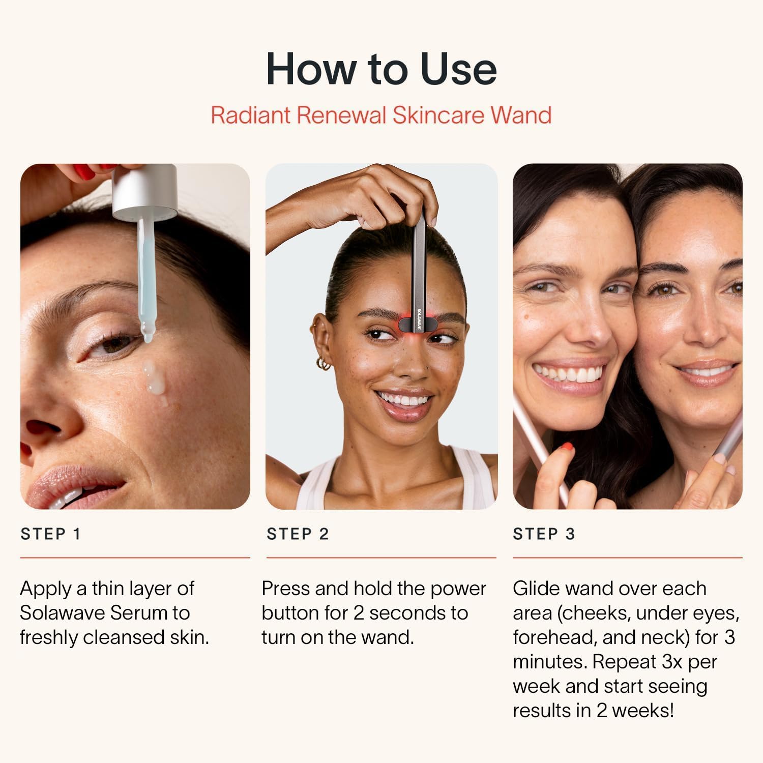 Solawave warmth therapy focuses on under-eye comfort and soothing facial areas.