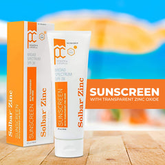 Solbar sunscreen applied to the face shows a clear, makeup-friendly finish.