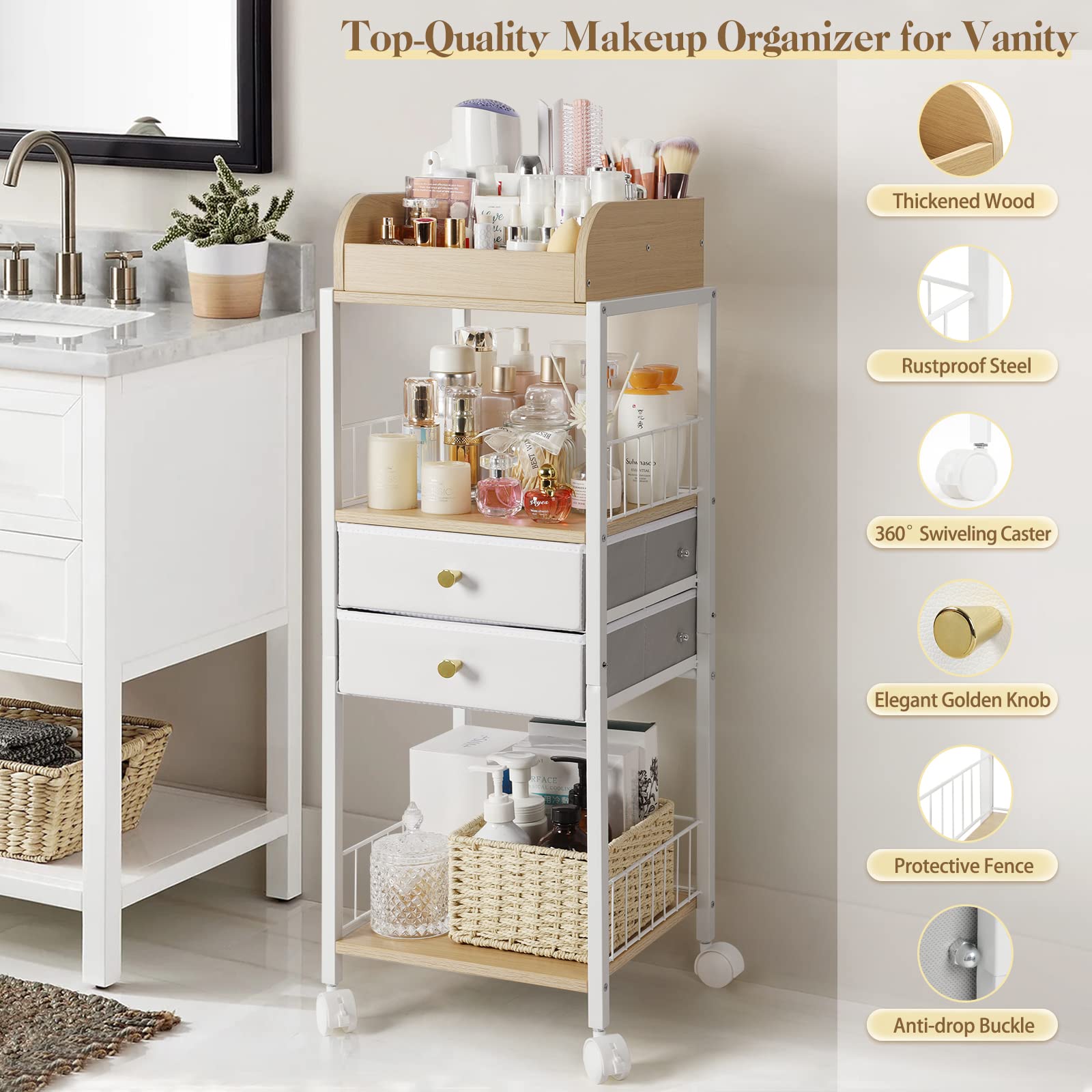 SOLIMINTR makeup organizer is easy to assemble with labeled parts and clear instructions.