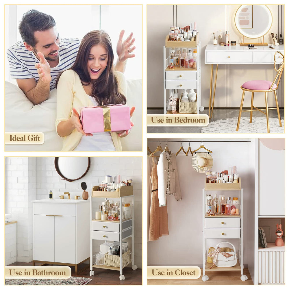 SOLIMINTR makeup organizer side view shows a sleek, space-saving profile for a vanity.