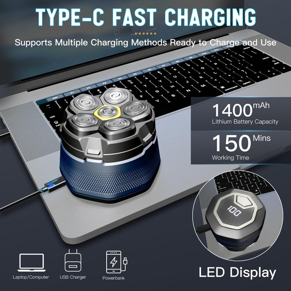 Solimpia shaver with 1400mAh battery for up to 150 minutes cordless use.