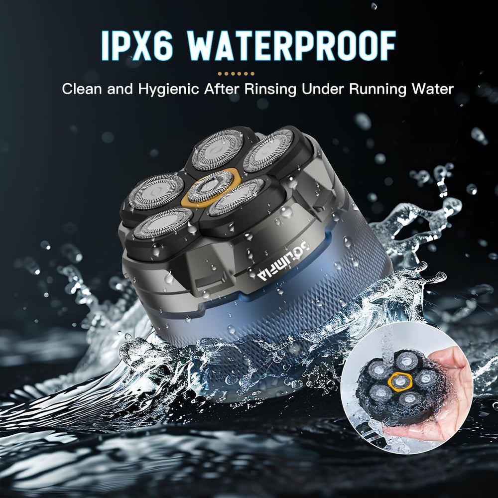 Solimpia IPX6 waterproof shaver for wet or dry shaving.
