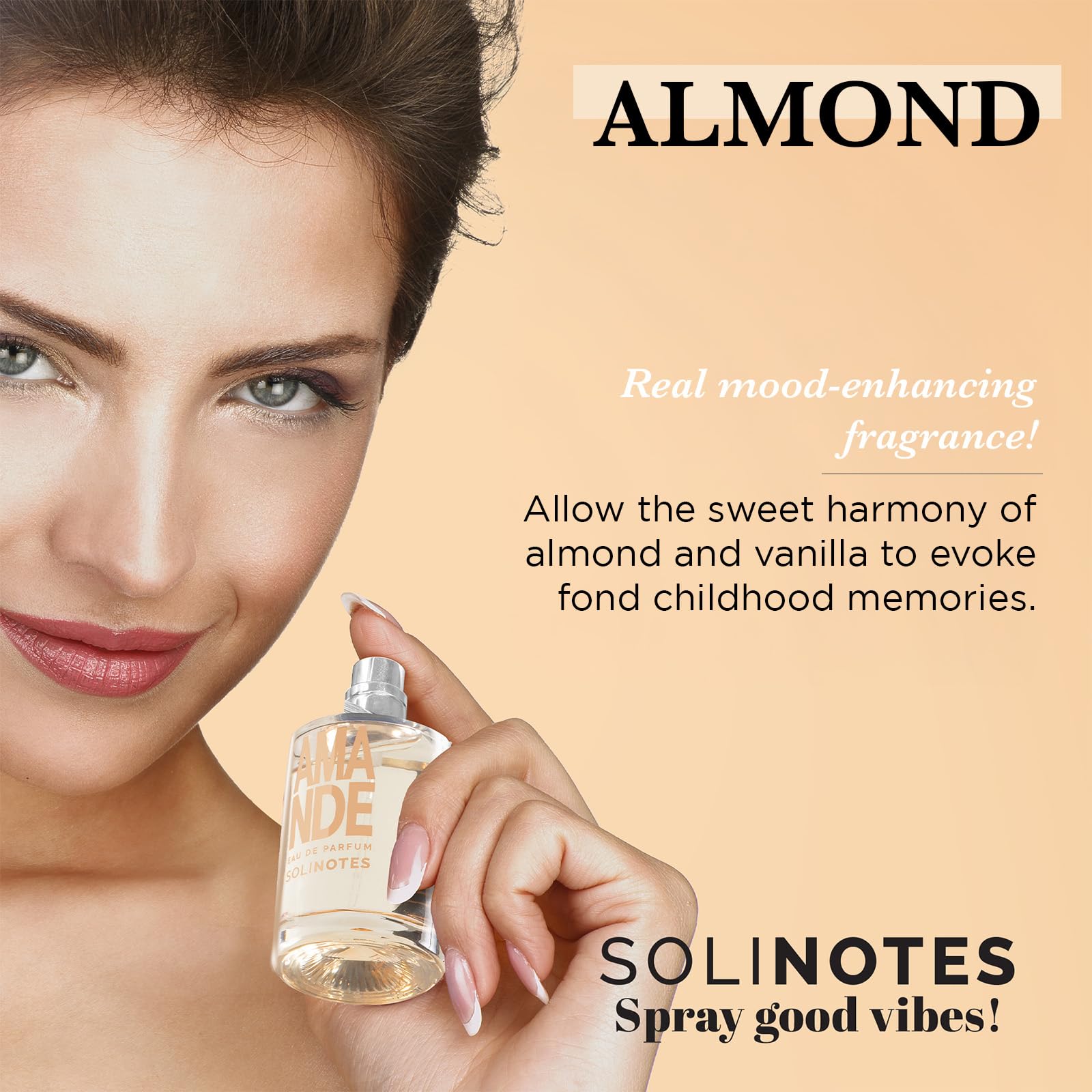 Solinotes Almond EDP bottle with vanilla and sandalwood hints offering calming vibes