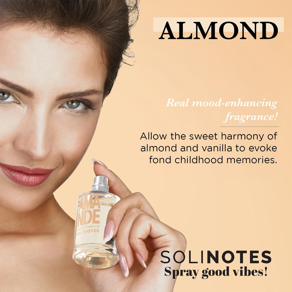 Solinotes Almond EDP bottle with vanilla and sandalwood hints offering calming vibes