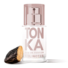 Solinotes Tonka perfume bottle close displays an elegant, long-lasting aroma for daily wear.