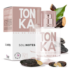 Solinotes Tonka perfume bottle closeup showing rich, inviting fragrance.