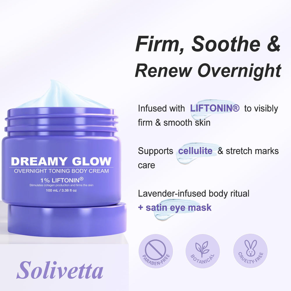 Solivetta Dreamy Glow lavender scent emphasizes calming bedtime ritual.