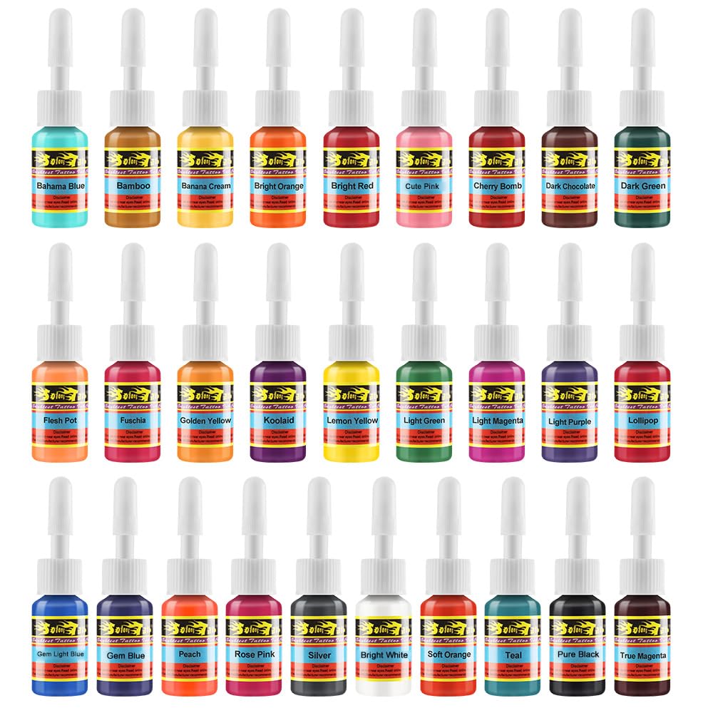 Solong Tattoo ink set packaging with 28 colors for versatile tattoo design options