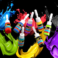 Solong Tattoo ink set 54 colors bottle closeup highlights premium containers for clean mixing.