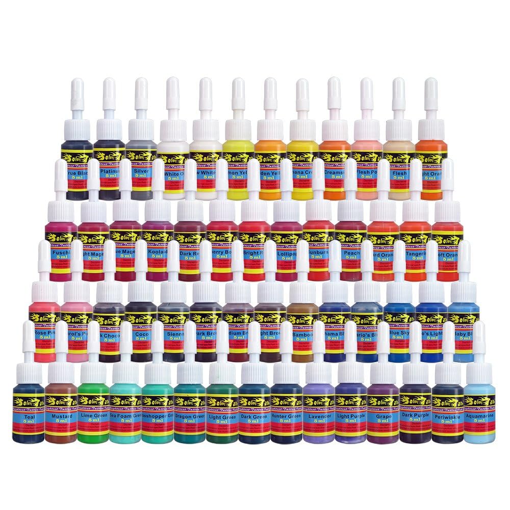 Solong Tattoo ink set 54 colors front label shows vibrant pigment options for outlines.