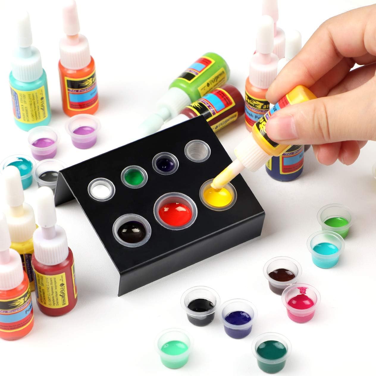 Solong Tattoo ink set 54 colors durable pigments offer long-lasting color potential.