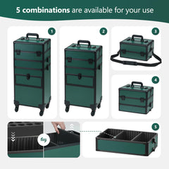 Somduy rolling makeup case bottom drawers providing secure storage and fast access.