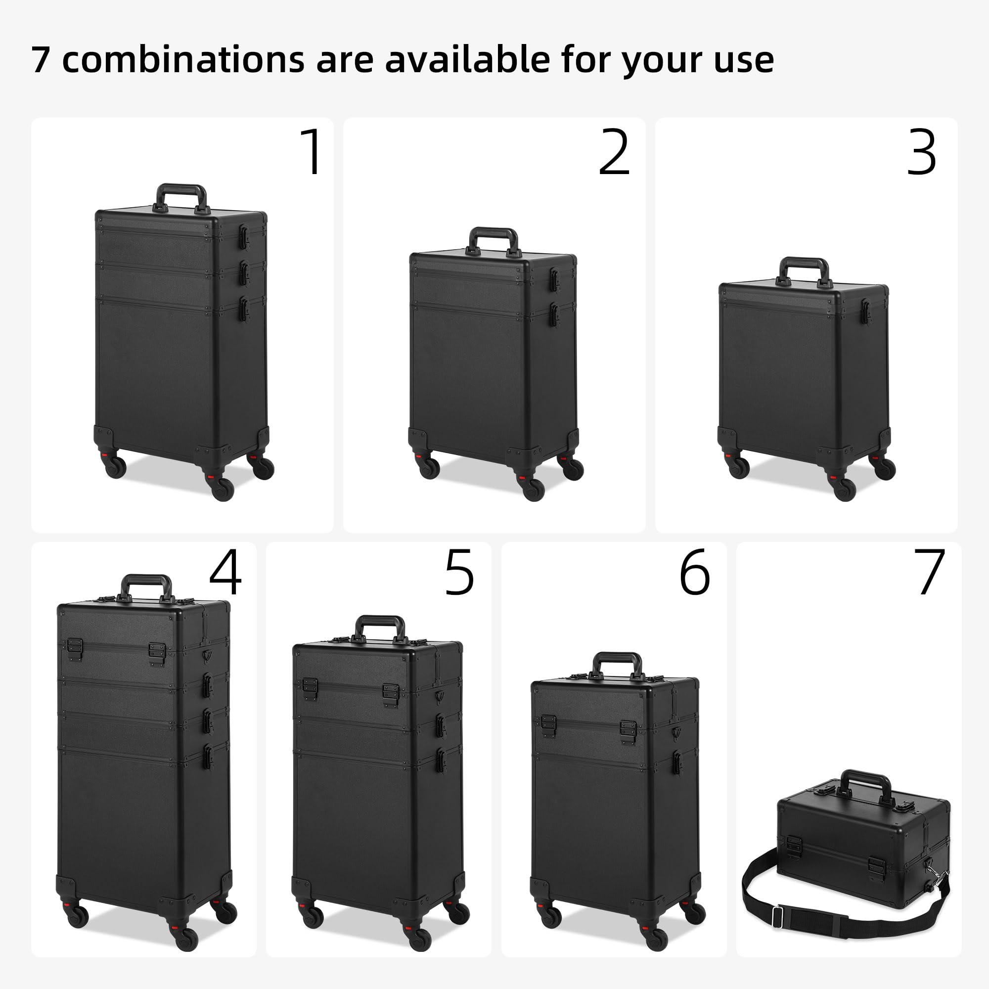 Somduy Rolling Makeup Case lid attachment demonstrates versatile 7-layer configurations for tailored setups