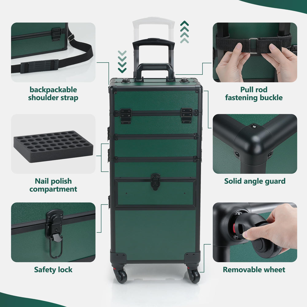 Somduy rolling makeup case locks emphasize safety during travel and busy clients.