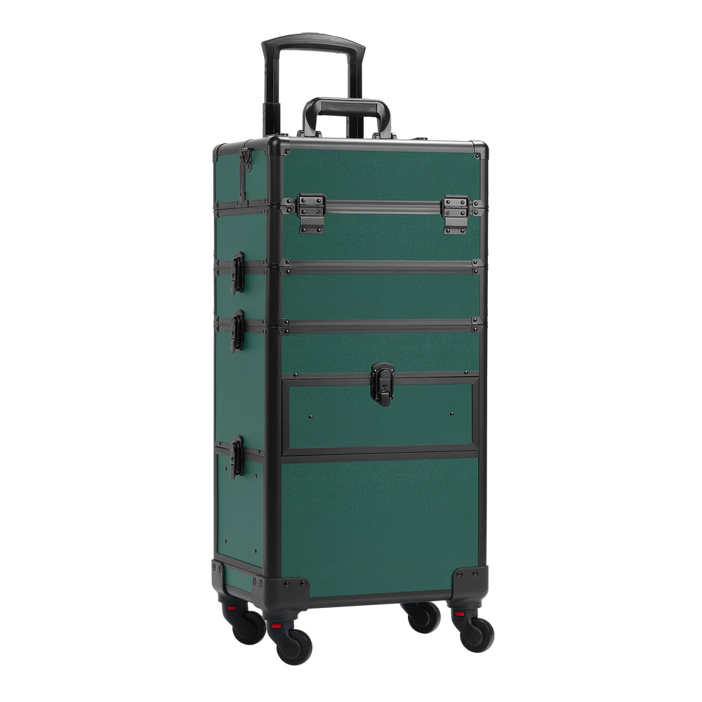 Somduy rolling makeup case on-location use suggests professional-grade portability.