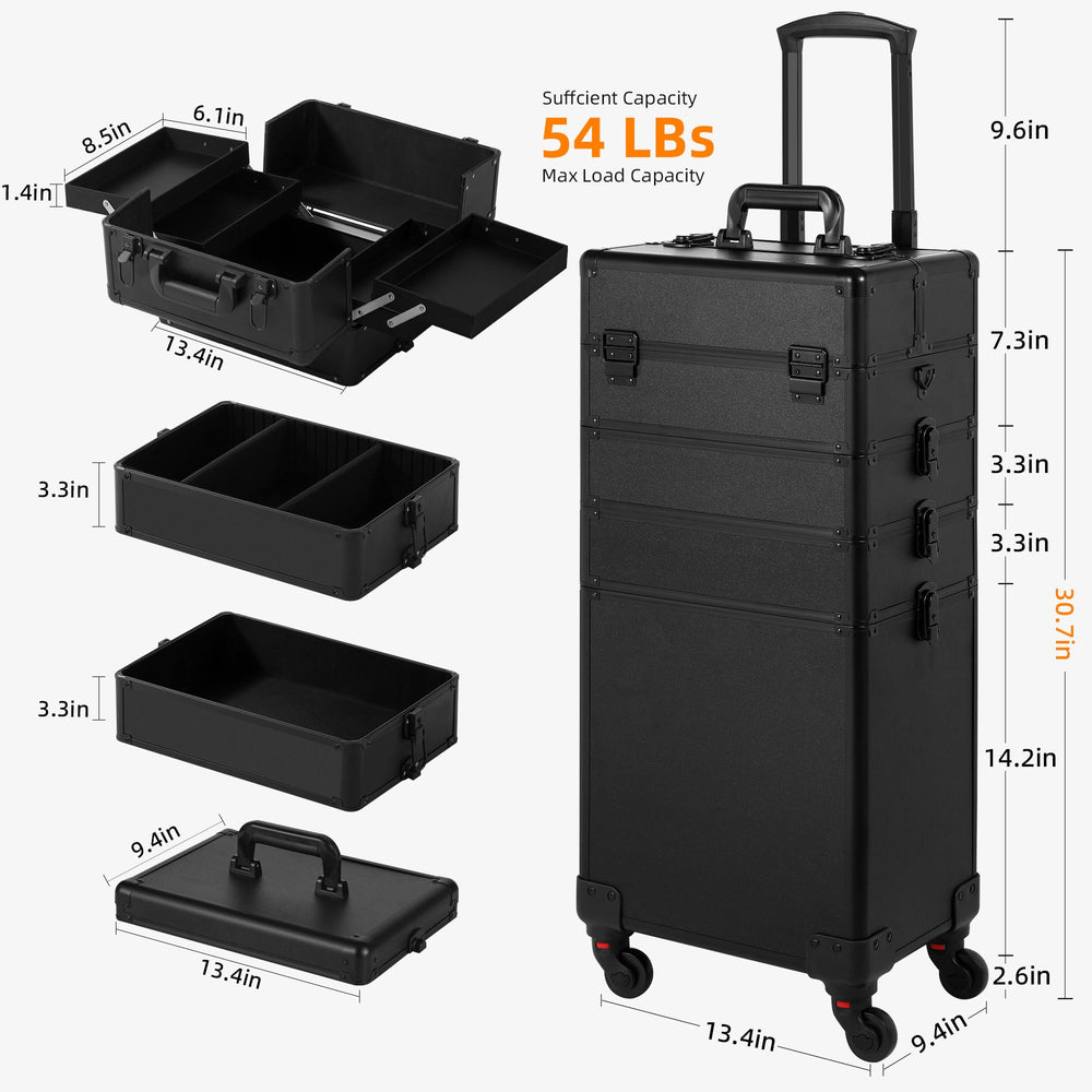 Somduy Rolling Makeup Case open-top compartment showcases modular organization and quick access
