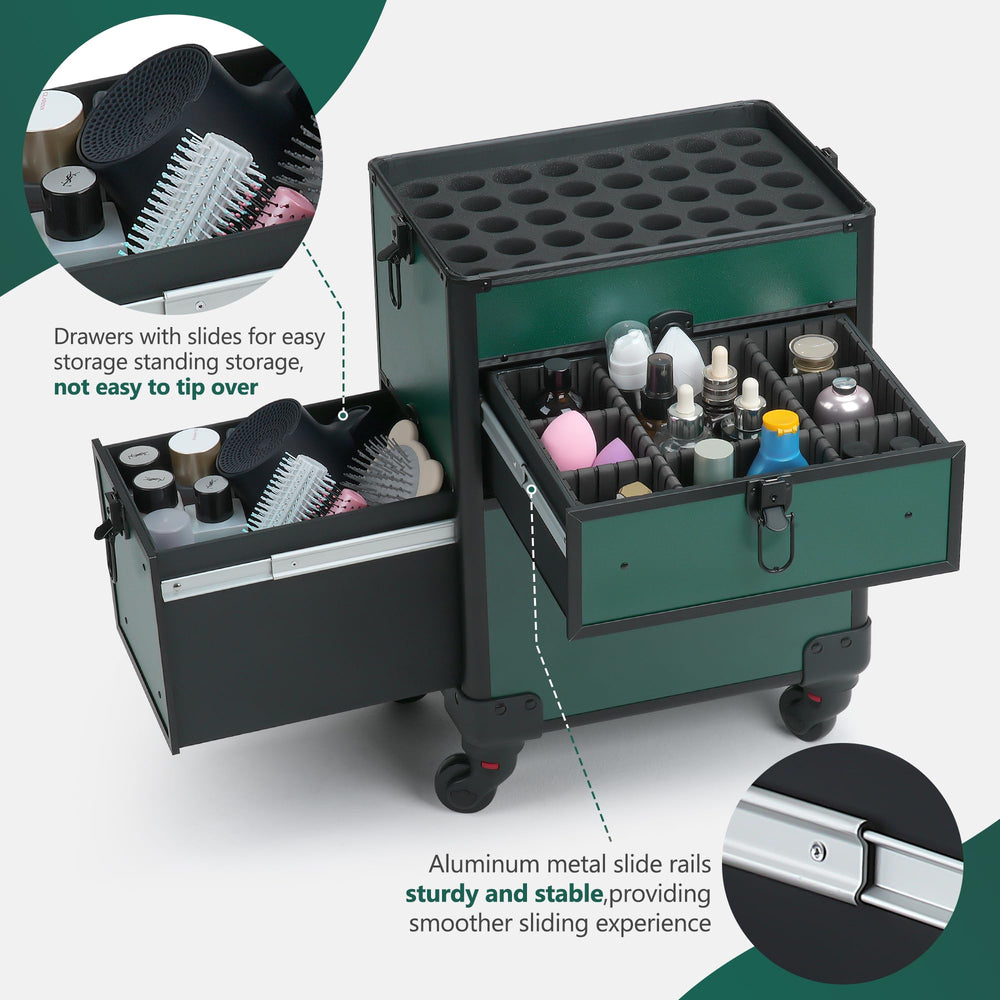 Somduy rolling makeup case shoulder strap adds flexible carrying options.