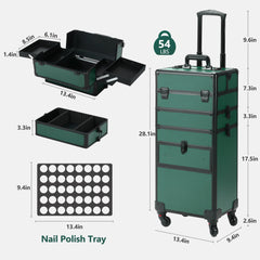 Somduy rolling makeup case top compartment enables portable on-the-go touch-ups.