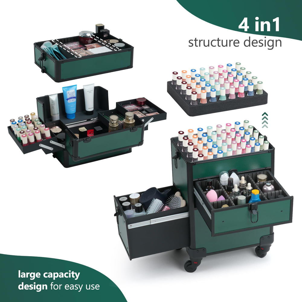 Somduy rolling makeup case wheels for effortless transport between locations.