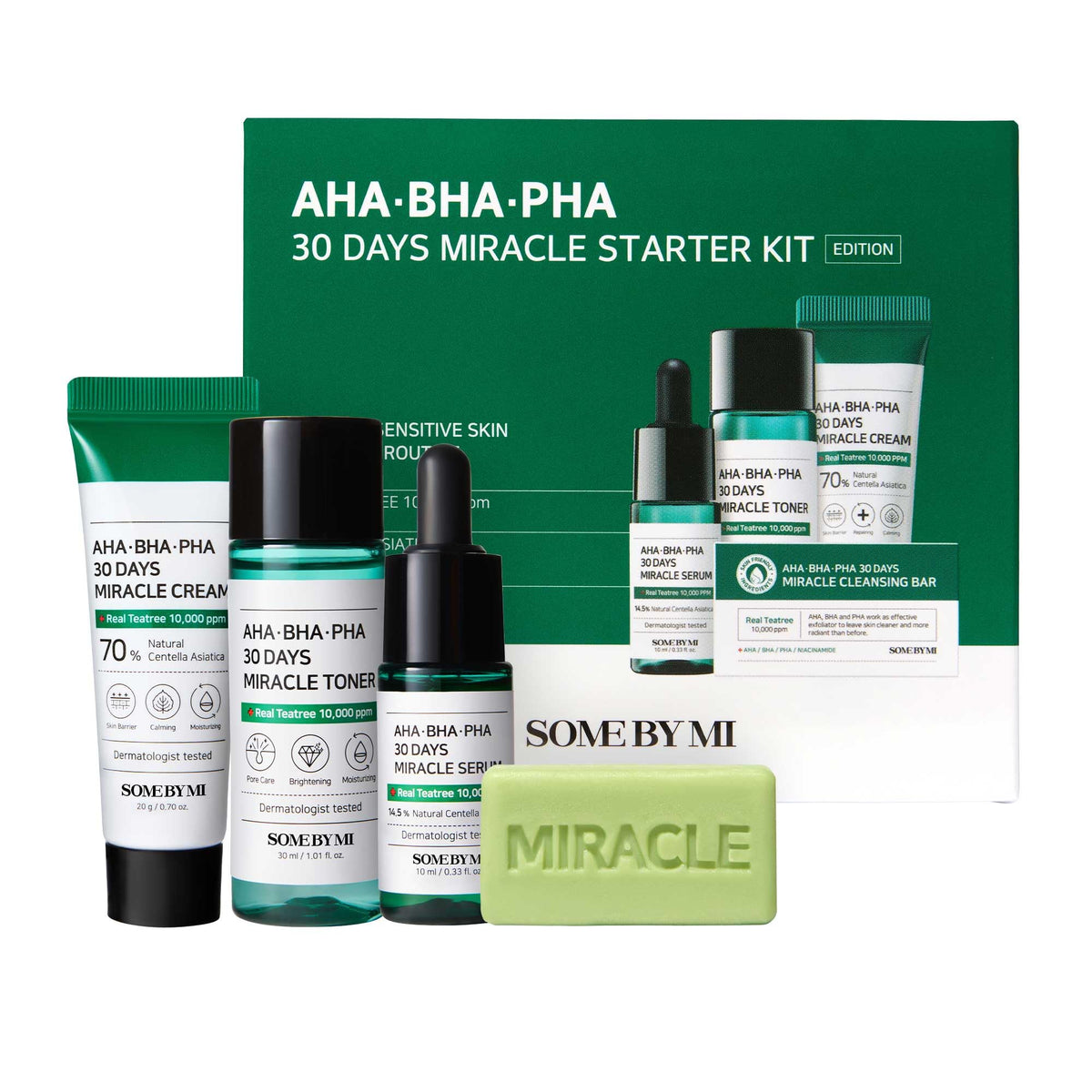 SOME BY MI Miracle Toner pump bottle with tea tree infusion for clearer pores.