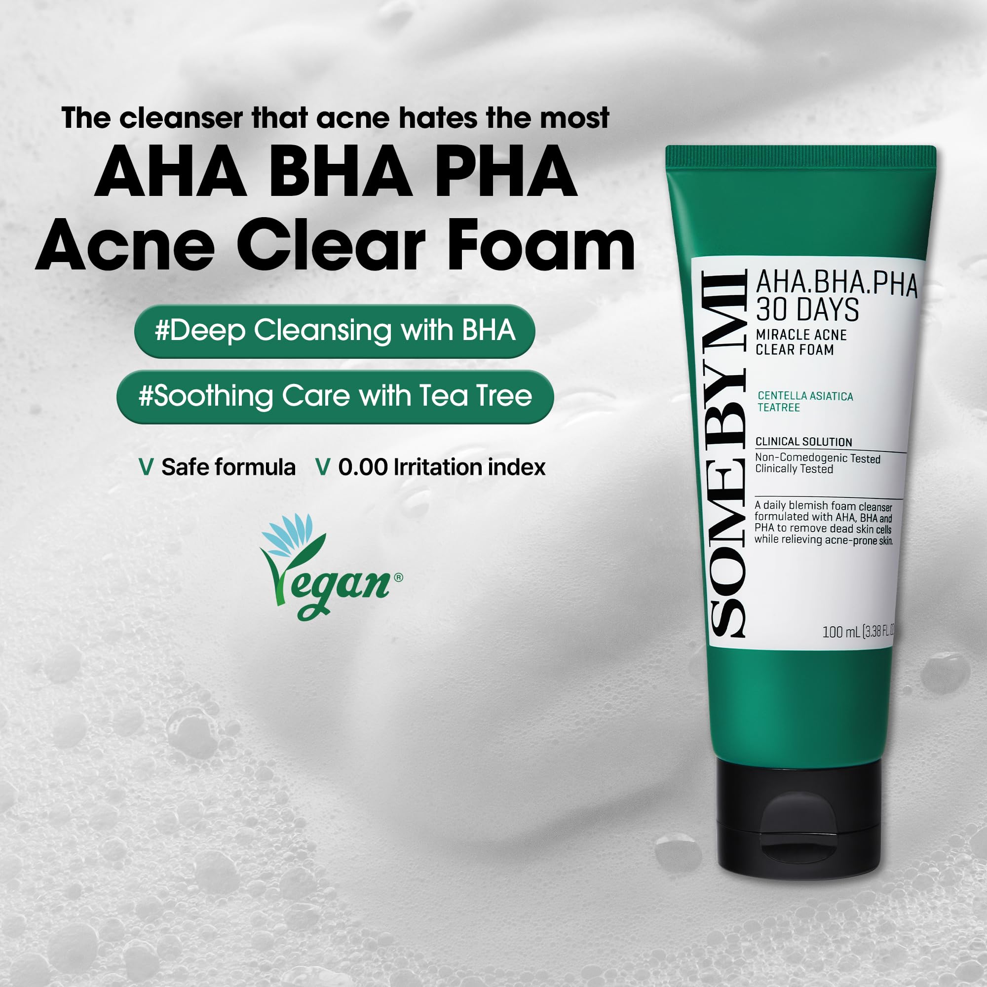 SOME BY MI AHA BHA PHA 30 Days Miracle Foam bottle front for daily cleanse