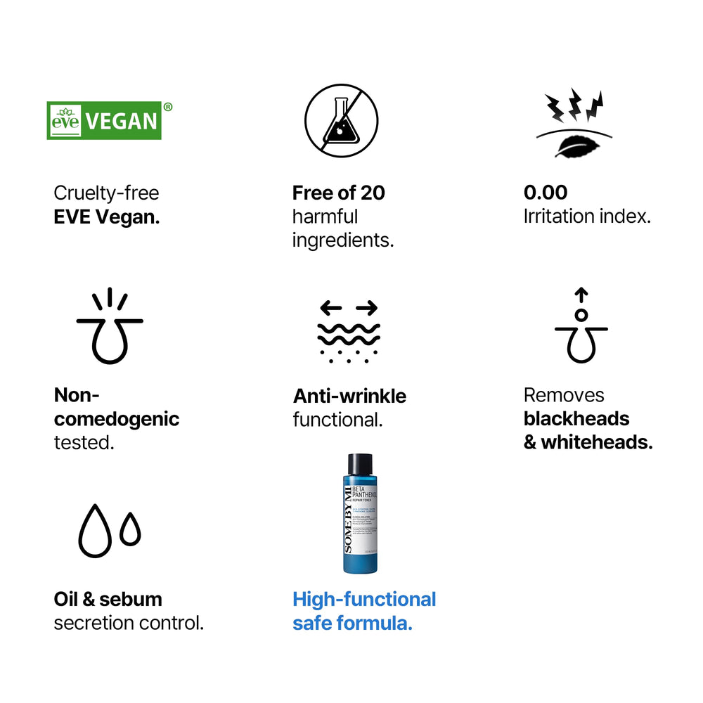 SOME BY MI Beta-Panthenol Repair Toner with hyaluronic acid complex.