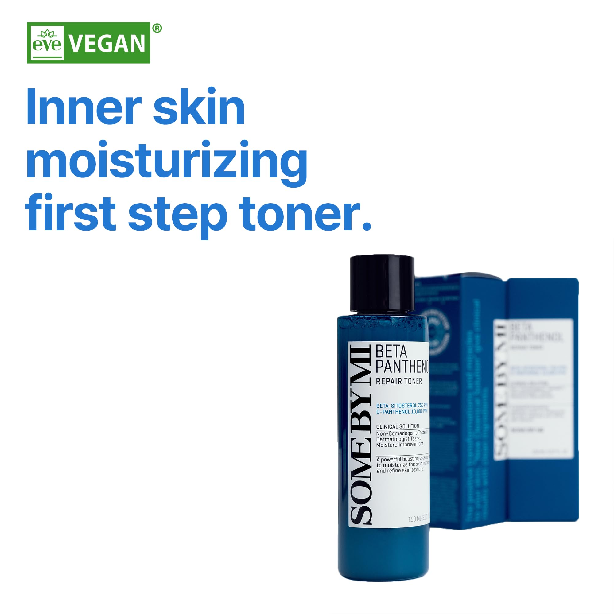 SOME BY MI Beta-Panthenol Repair Toner label closeup highlighting ingredients.