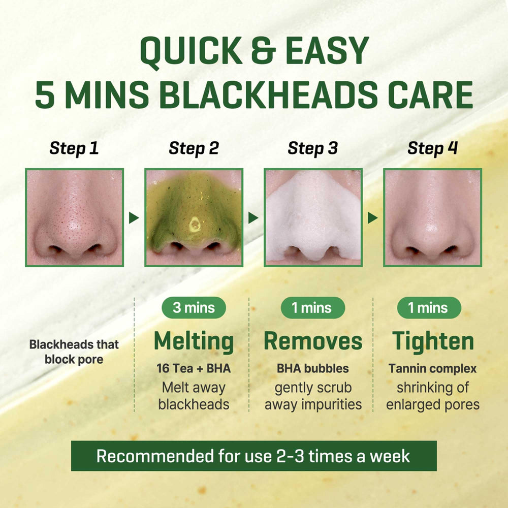 SOME BY MI Bye Bye Blackhead Bubble Cleanser features 16 tea ingredients for pore care.