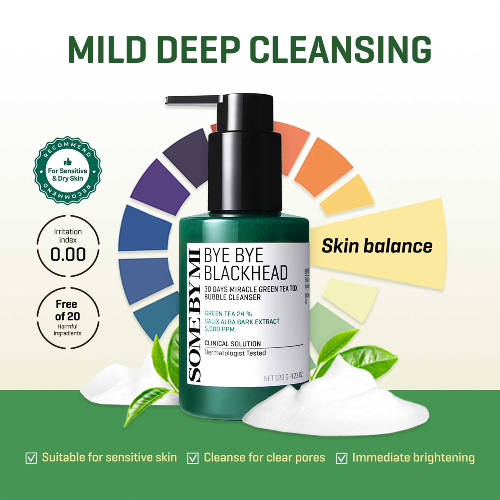 SOME BY MI Bye Bye Blackhead Bubble Cleanser auto-foam forms on contact with skin.