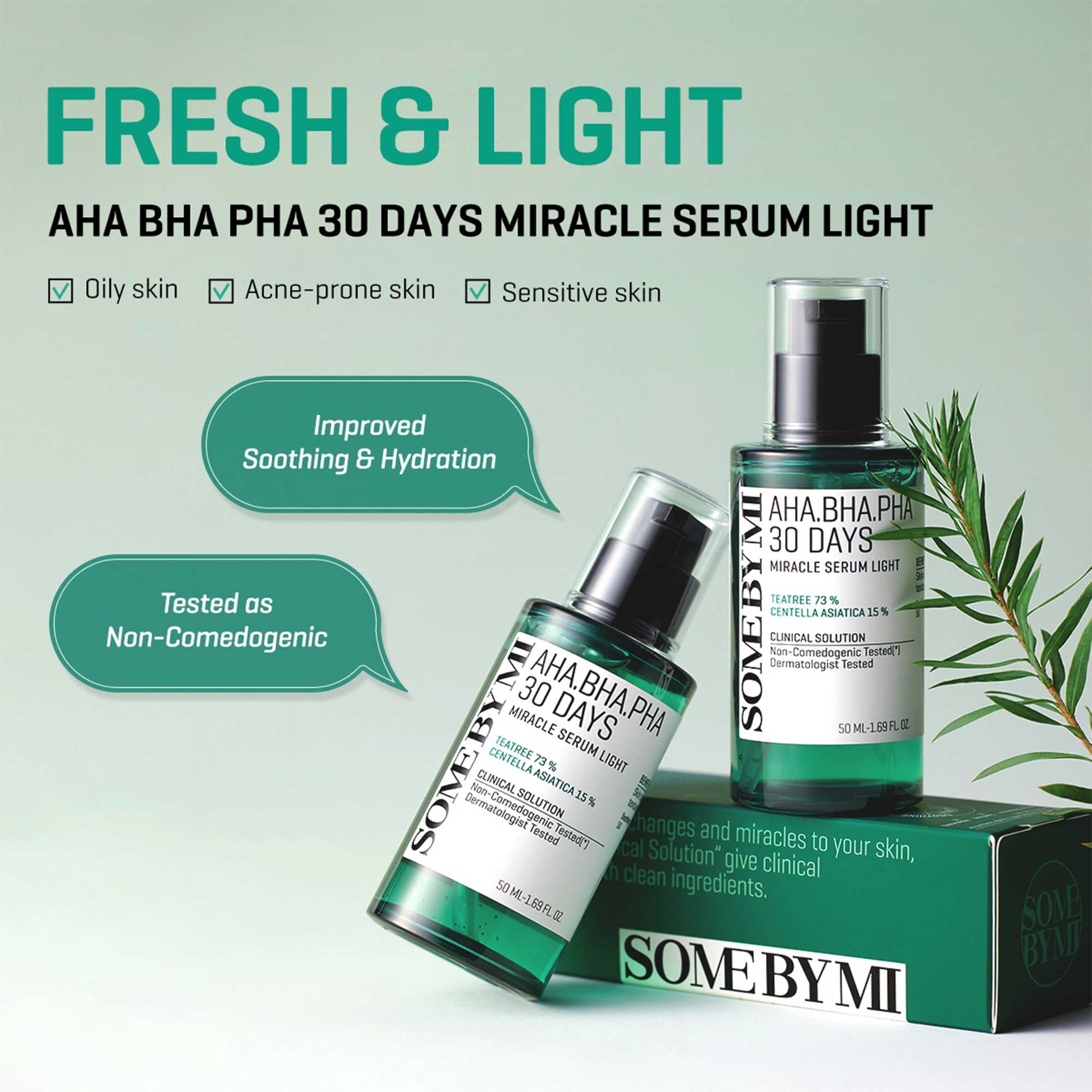 SOME BY MI Miracle Serum Light dropper application demonstrates gentle exfoliation.