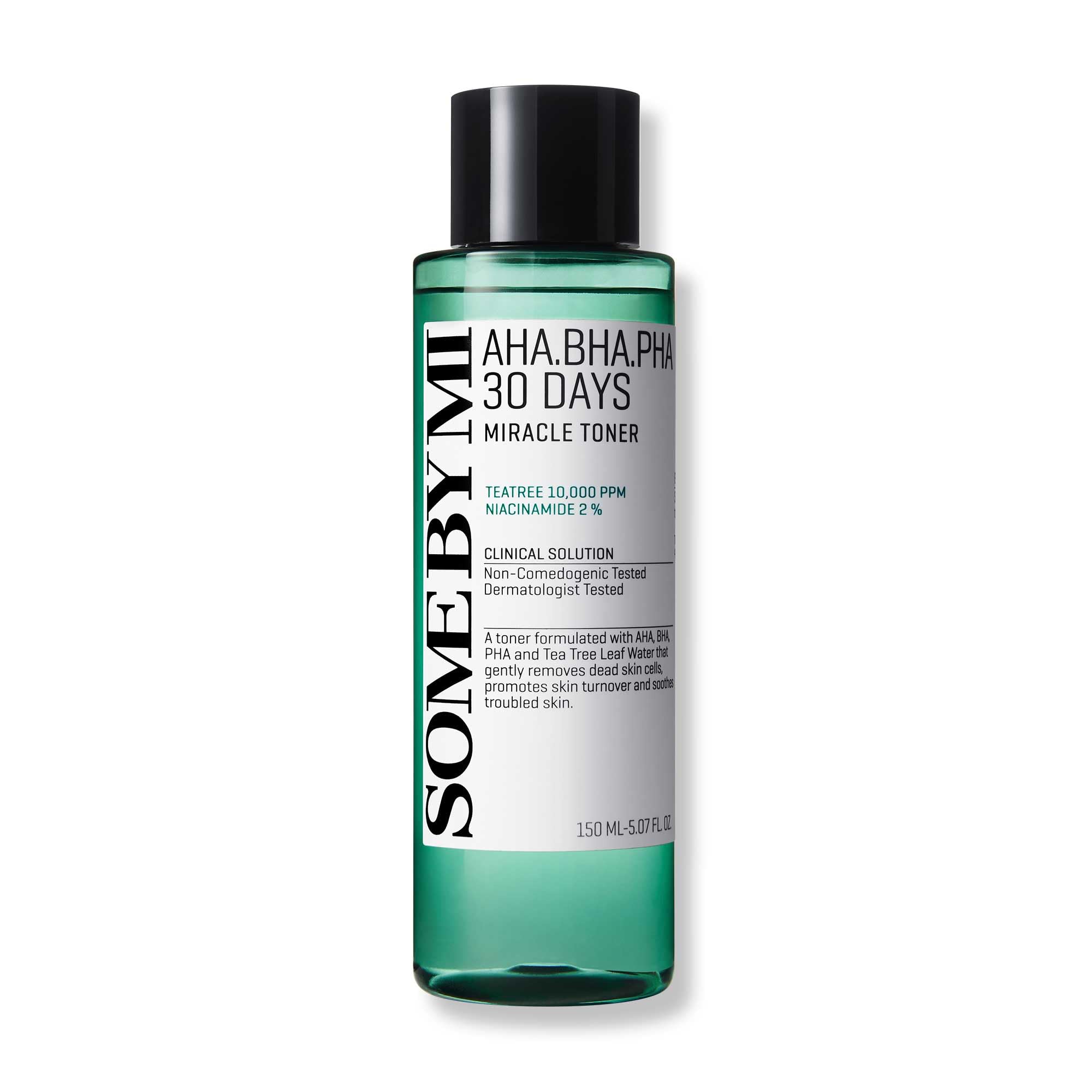 SOME BY MI Miracle Toner bottle closeup for smoother skin texture.
