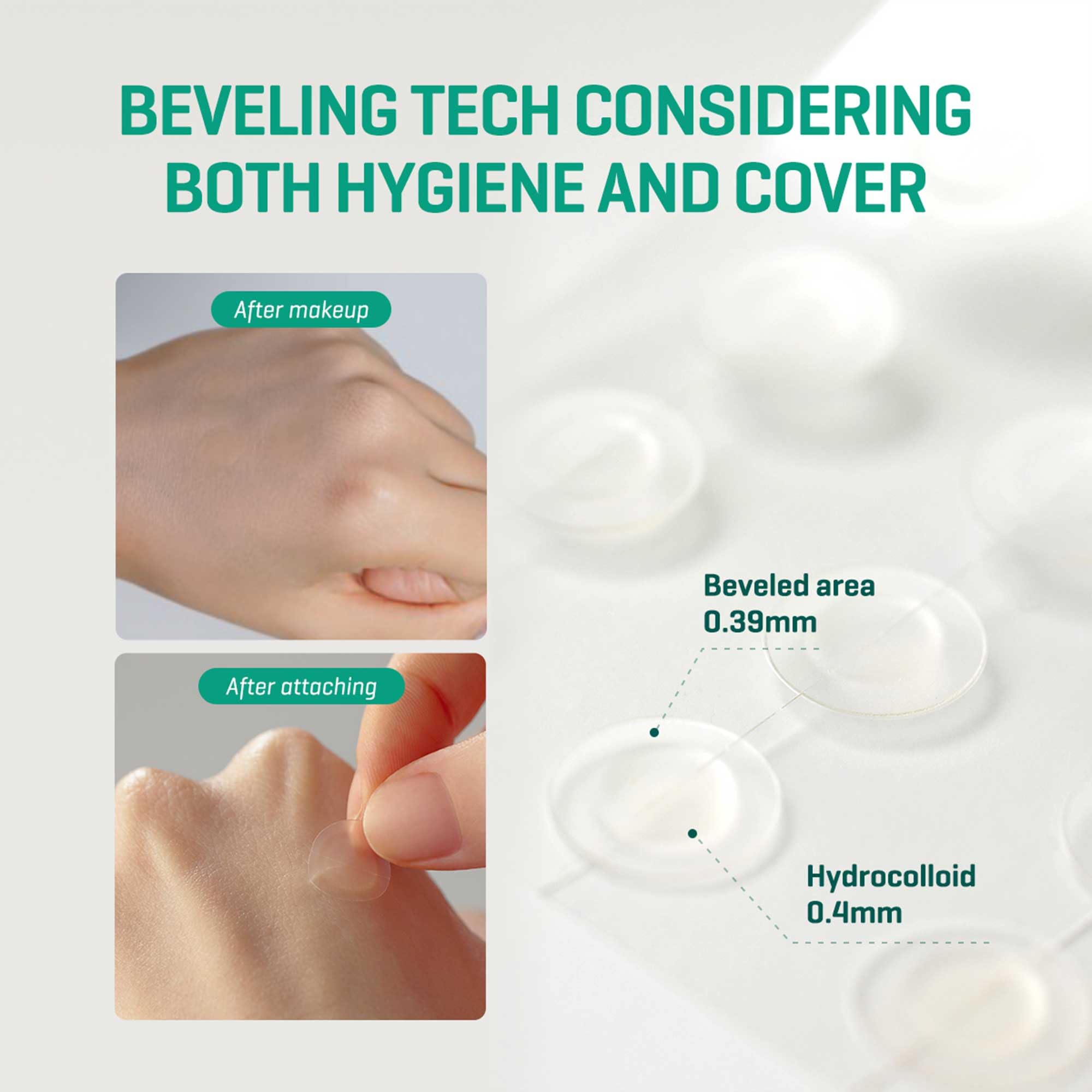 SOME BY MI patch applied to skin showing non-irritating design