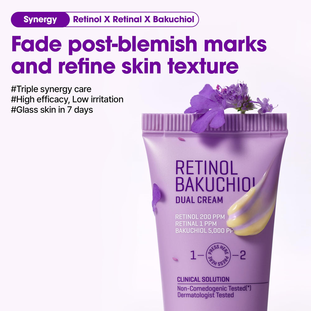 SOME BY MI Retinol Bakuchiol Dual Cream in morning routine beside sunscreen.