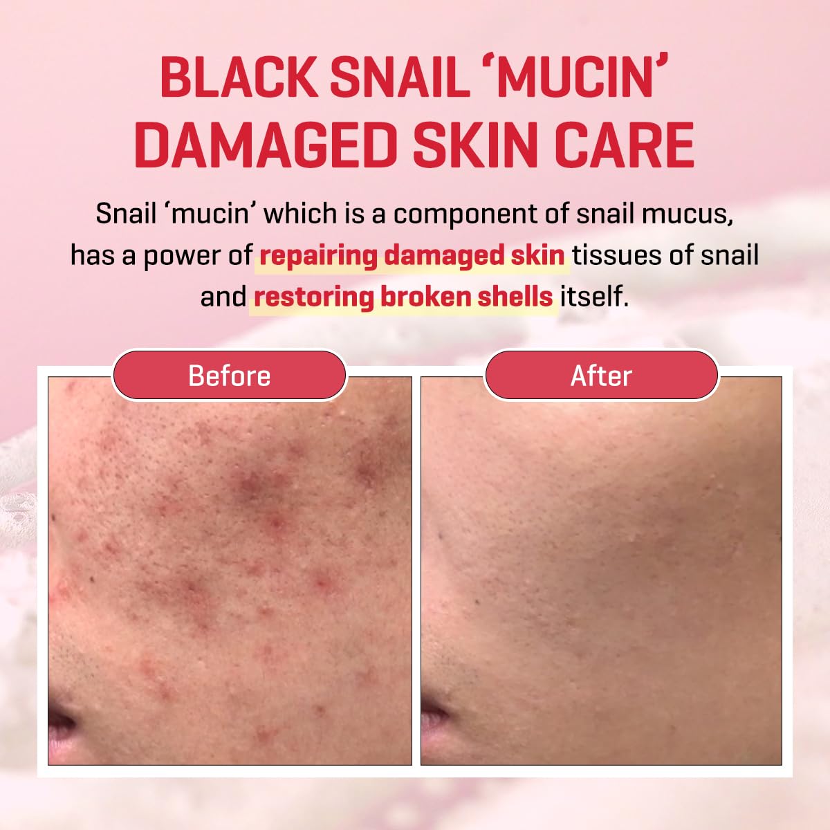SOME BY MI Snail Truecica ingredients panel highlights snail mucin and ceramides.