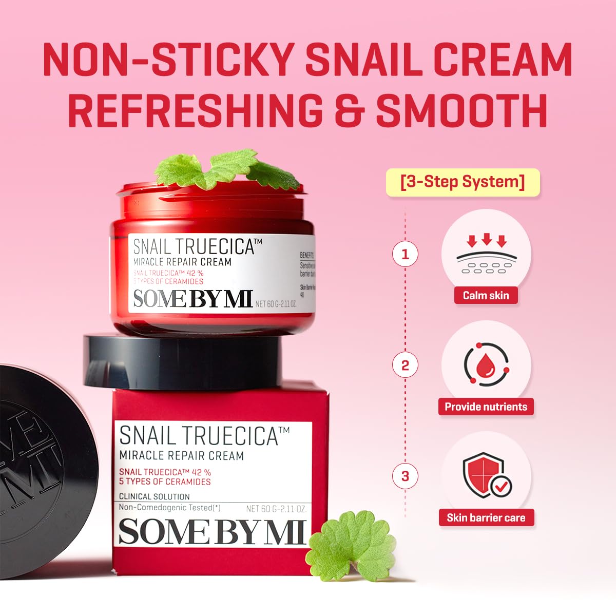 SOME BY MI Snail Truecica skin barrier closeup emphasizes hydration and resilience.