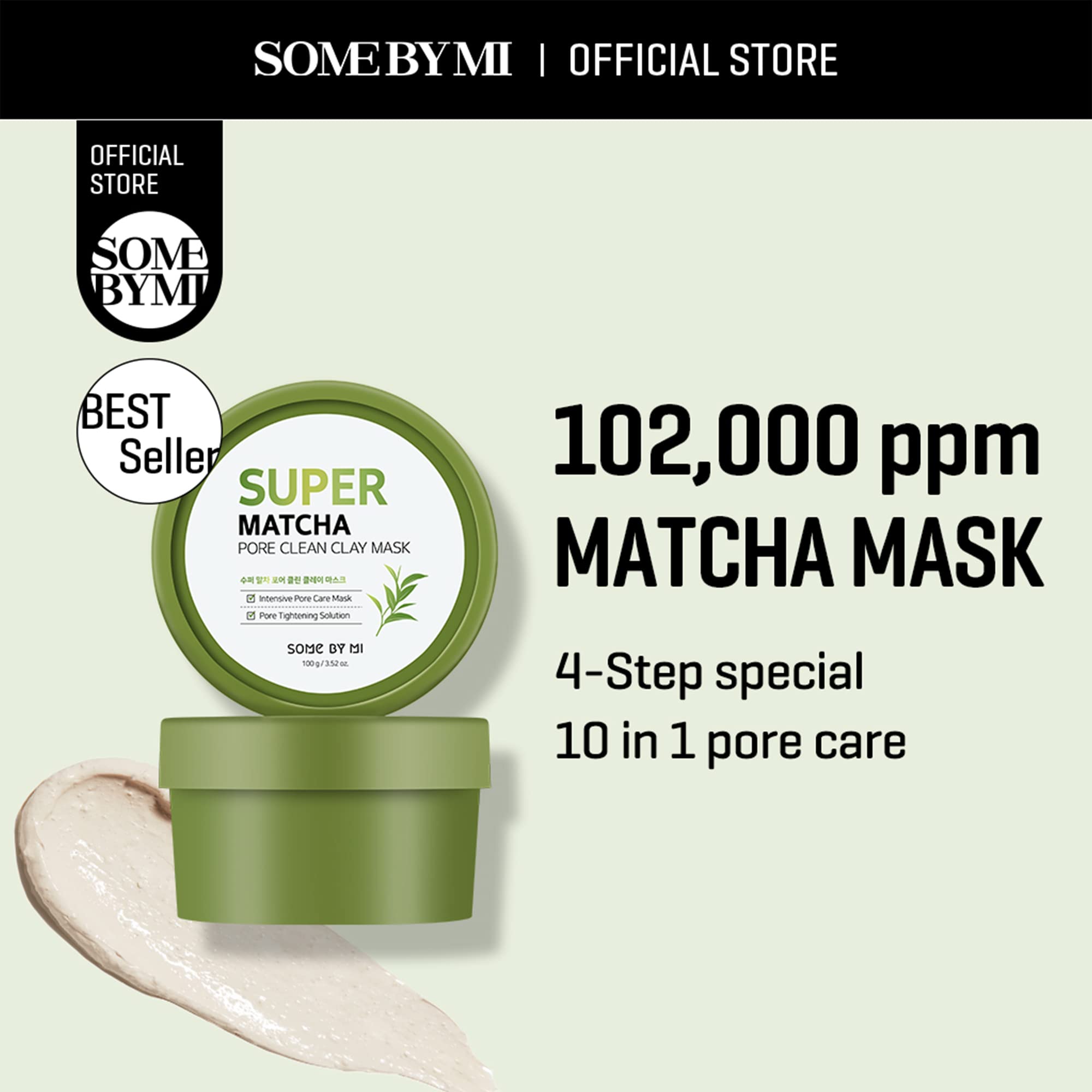 SOME BY MI Super Matcha Clay Mask applied for gentle pore cleansing