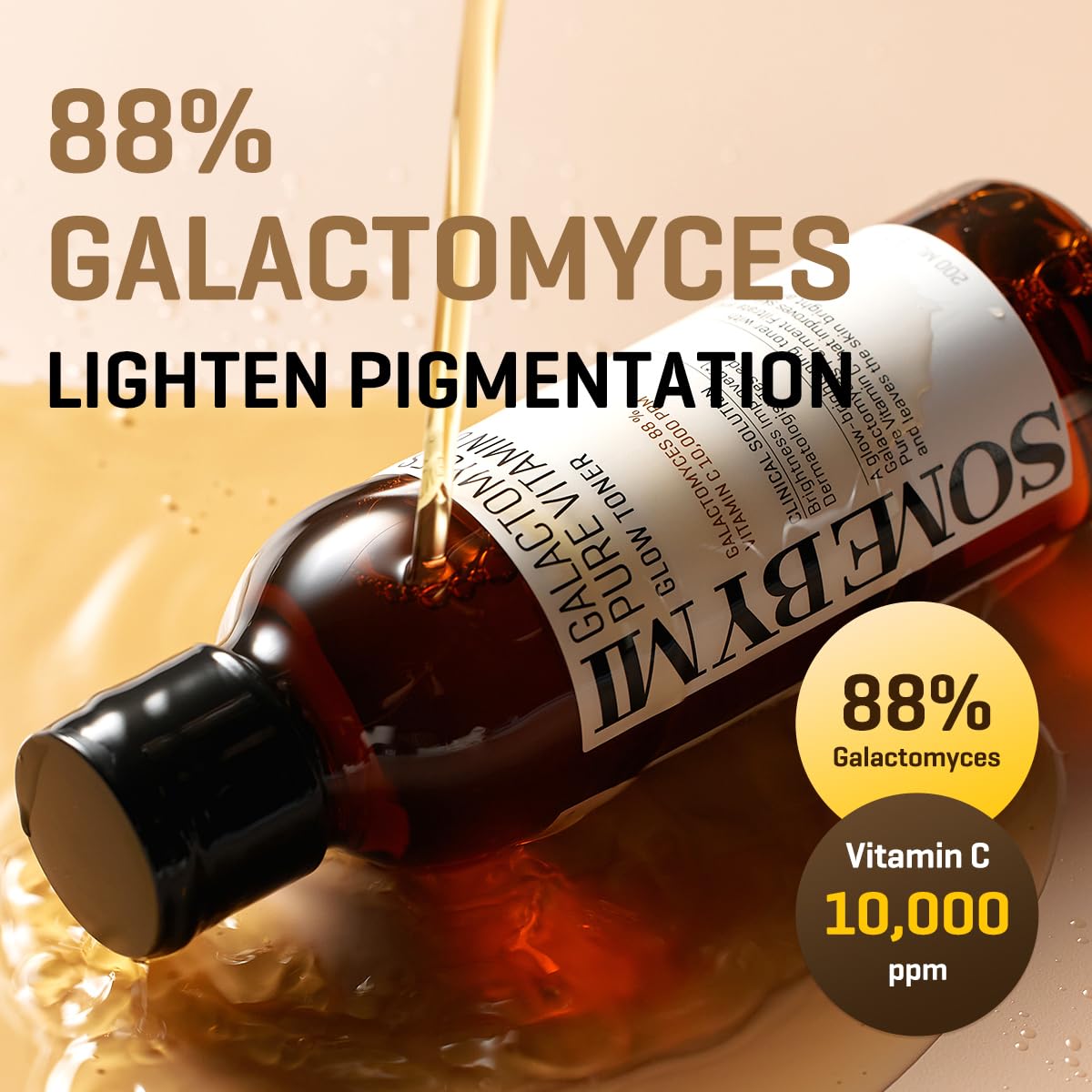 SOME BY MI Galactomyces Vitamin C Toner ingredients chart highlights galactomyces and vitamin C.