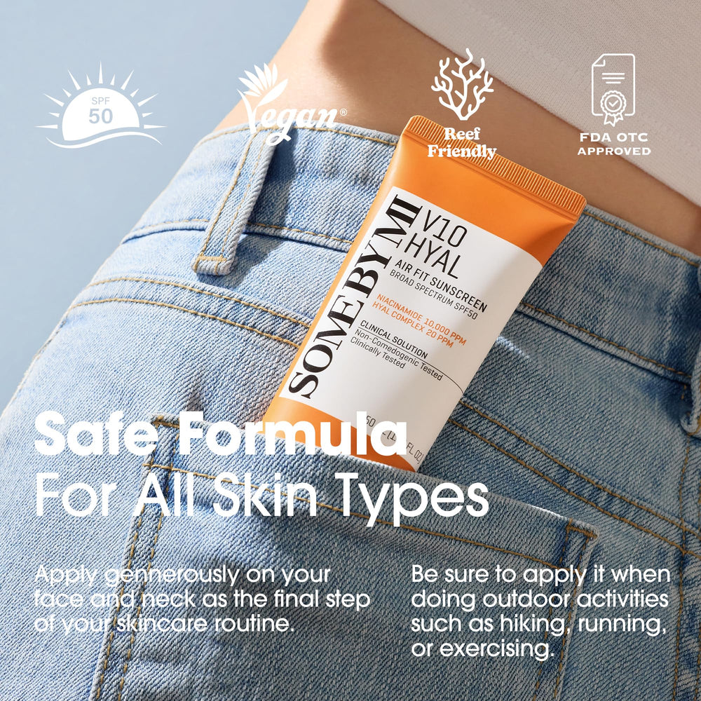 SOME BY MI V10 sunscreen close-up highlights hyaluronic acid moisture boost