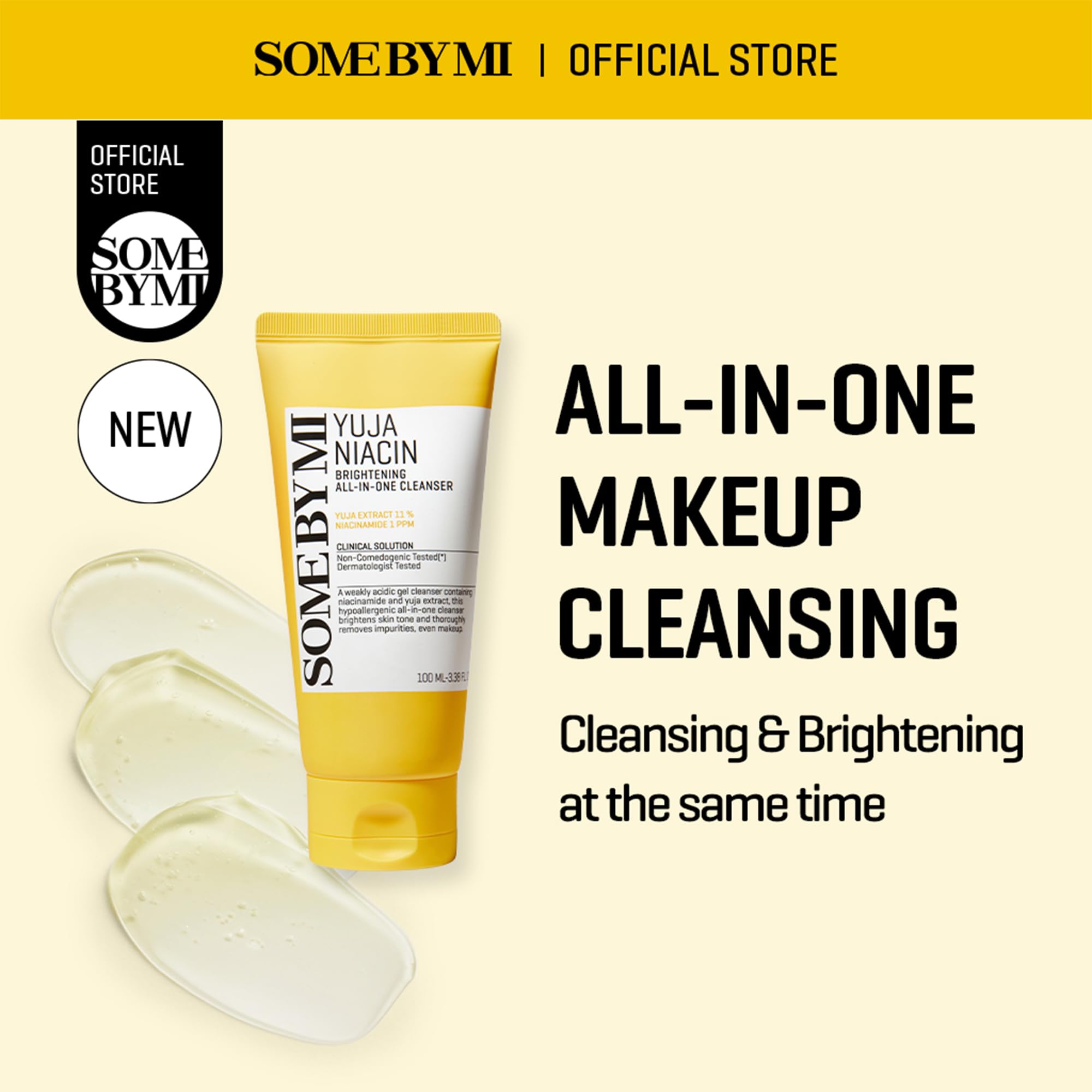 SOME BY MI Yuja Niacin All in One Cleanser bottle showcases compact packaging for daily use.