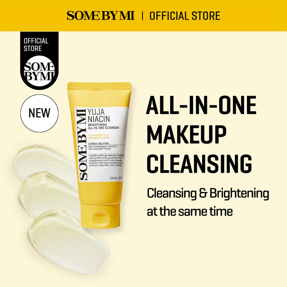 SOME BY MI Yuja Niacin All in One Cleanser bottle showcases compact packaging for daily use.